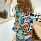 Aussie Christmas In Summer Women Casual Shirt Surfing Santa And Kangaroo - Tropical Cartoon Beach
