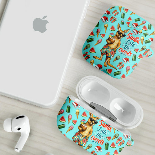 Aussie Christmas Santa AirPods Case Retro Cartoon Summer Holiday Beach - I Ate The Carrots Kangaroo