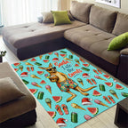 Aussie Christmas Santa Area Rug Retro Cartoon Summer Holiday Beach - I Ate The Carrots Kangaroo