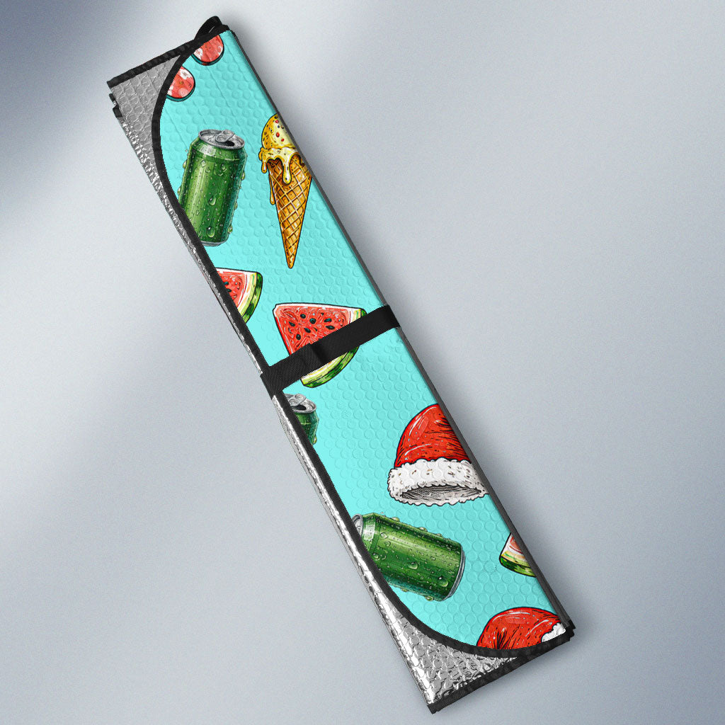 Aussie Christmas Santa Auto Sun Shade Retro Cartoon Summer Holiday Beach - I Ate The Carrots Kangaroo