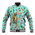 Aussie Christmas Santa Baseball Jacket Retro Cartoon Summer Holiday Beach - I Ate The Carrots Kangaroo