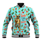 Aussie Christmas Santa Baseball Jacket Retro Cartoon Summer Holiday Beach - I Ate The Carrots Kangaroo