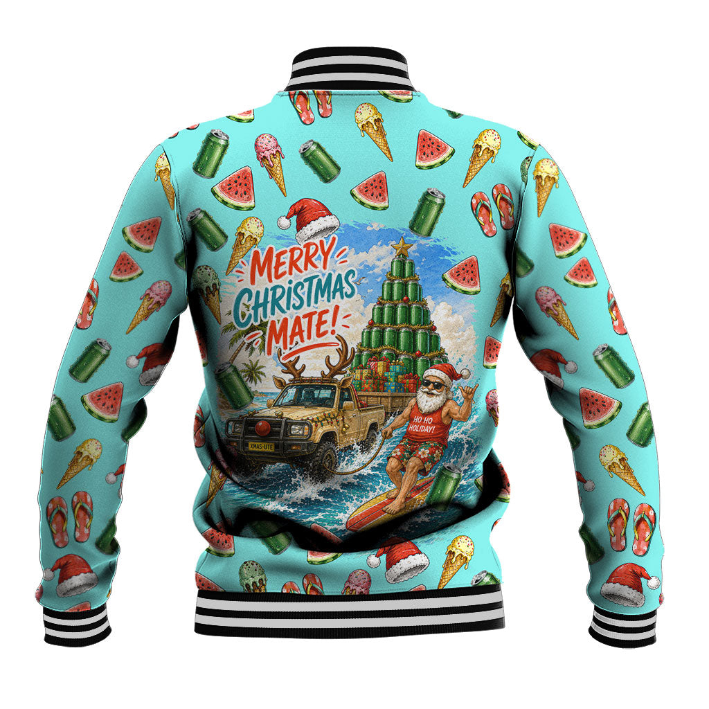 Aussie Christmas Santa Baseball Jacket Retro Cartoon Summer Holiday Beach - I Ate The Carrots Kangaroo