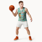 Aussie Christmas Santa Basketball Jersey Retro Cartoon Summer Holiday Beach - I Ate The Carrots Kangaroo