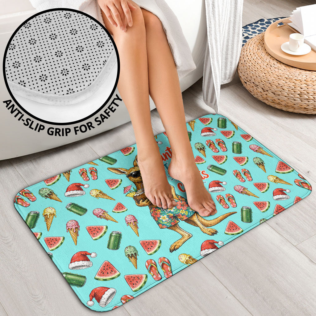 Aussie Christmas Santa Bathroom Set Retro Cartoon Summer Holiday Beach - I Ate The Carrots Kangaroo