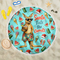 Aussie Christmas Santa Beach Blanket Retro Cartoon Summer Holiday Beach - I Ate The Carrots Kangaroo