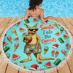 Aussie Christmas Santa Beach Blanket Retro Cartoon Summer Holiday Beach - I Ate The Carrots Kangaroo
