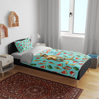 Aussie Christmas Santa Bedding Set Retro Cartoon Summer Holiday Beach - I Ate The Carrots Kangaroo