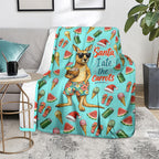 Aussie Christmas Santa Blanket Retro Cartoon Summer Holiday Beach - I Ate The Carrots Kangaroo