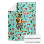 Aussie Christmas Santa Blanket Retro Cartoon Summer Holiday Beach - I Ate The Carrots Kangaroo