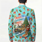 Aussie Christmas Santa Blazer Retro Cartoon Summer Holiday Beach - I Ate The Carrots Kangaroo