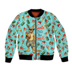 Aussie Christmas Santa Bomber Jacket Retro Cartoon Summer Holiday Beach - I Ate The Carrots Kangaroo