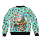 Aussie Christmas Santa Bomber Jacket Retro Cartoon Summer Holiday Beach - I Ate The Carrots Kangaroo