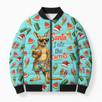 Aussie Christmas Santa Bomber Puffer Jacket Retro Cartoon Summer Holiday Beach - I Ate The Carrots Kangaroo