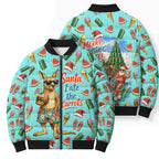 Aussie Christmas Santa Bomber Puffer Jacket Retro Cartoon Summer Holiday Beach - I Ate The Carrots Kangaroo