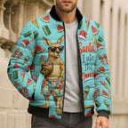 Aussie Christmas Santa Bomber Puffer Jacket Retro Cartoon Summer Holiday Beach - I Ate The Carrots Kangaroo
