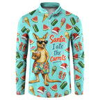 Aussie Christmas Santa Button Sweatshirt Retro Cartoon Summer Holiday Beach - I Ate The Carrots Kangaroo
