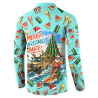 Aussie Christmas Santa Button Sweatshirt Retro Cartoon Summer Holiday Beach - I Ate The Carrots Kangaroo