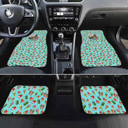 Aussie Christmas Santa Car Mats Retro Cartoon Summer Holiday Beach - I Ate The Carrots Kangaroo