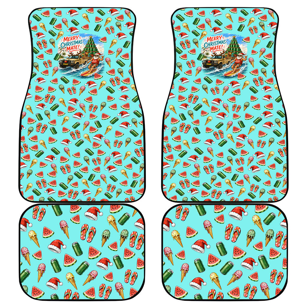 Aussie Christmas Santa Car Mats Retro Cartoon Summer Holiday Beach - I Ate The Carrots Kangaroo