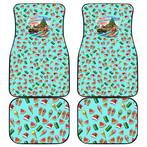 Aussie Christmas Santa Car Mats Retro Cartoon Summer Holiday Beach - I Ate The Carrots Kangaroo