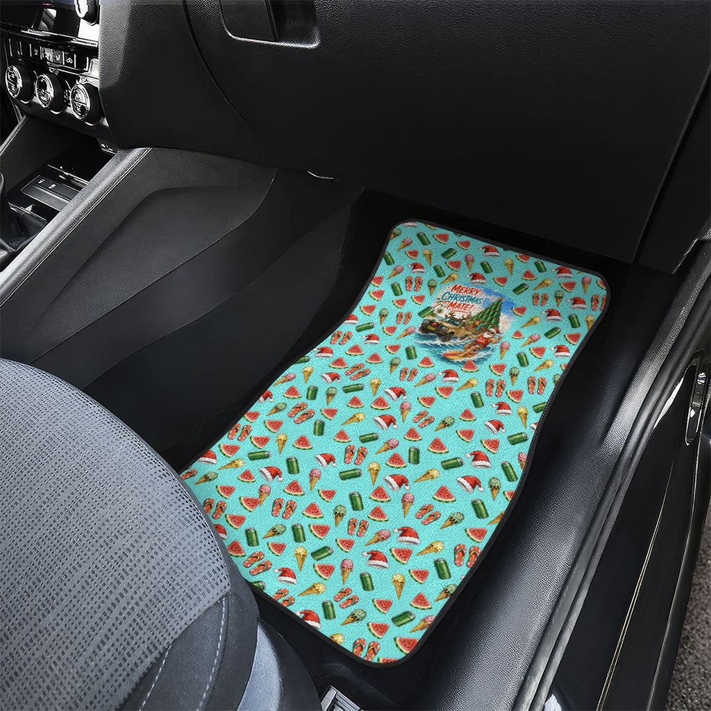 Aussie Christmas Santa Car Mats Retro Cartoon Summer Holiday Beach - I Ate The Carrots Kangaroo