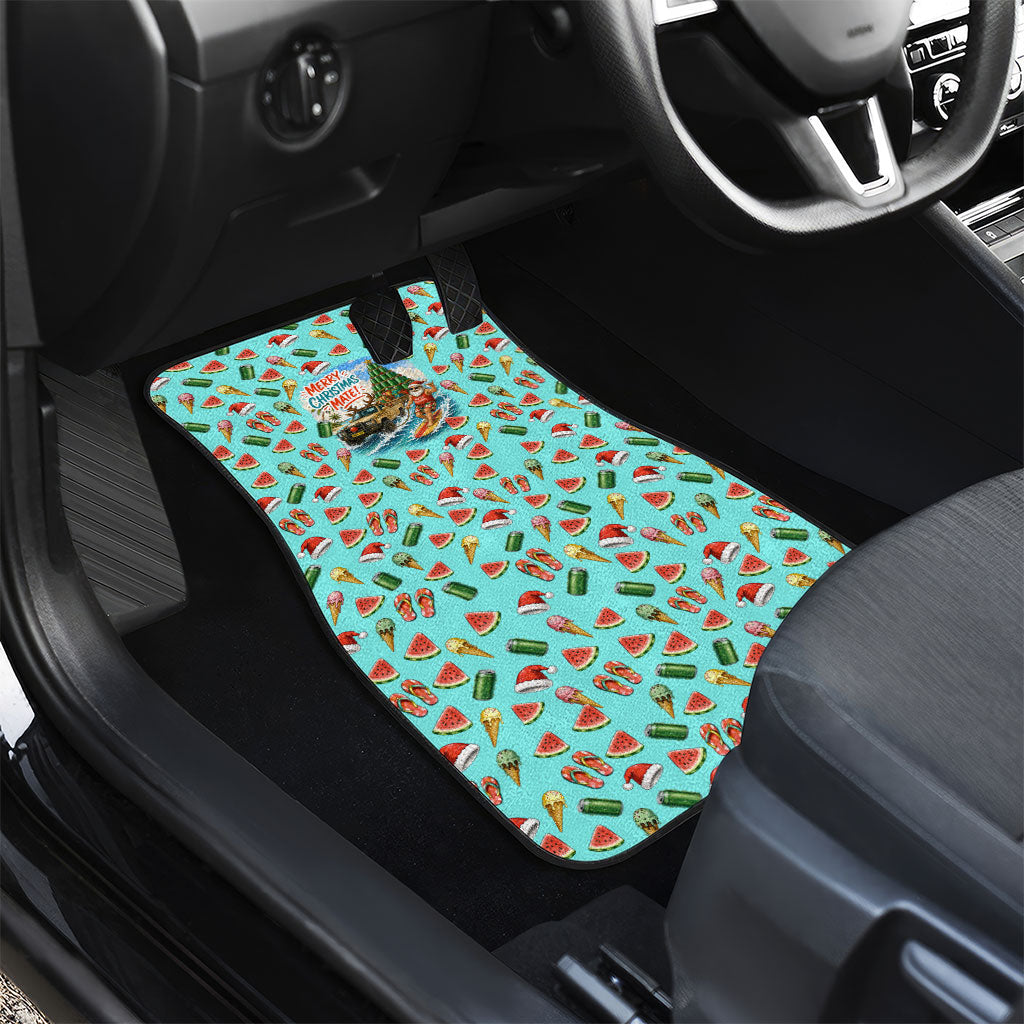 Aussie Christmas Santa Car Mats Retro Cartoon Summer Holiday Beach - I Ate The Carrots Kangaroo
