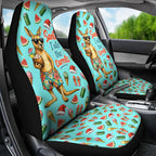 Aussie Christmas Santa Car Seat Cover Retro Cartoon Summer Holiday Beach - I Ate The Carrots Kangaroo