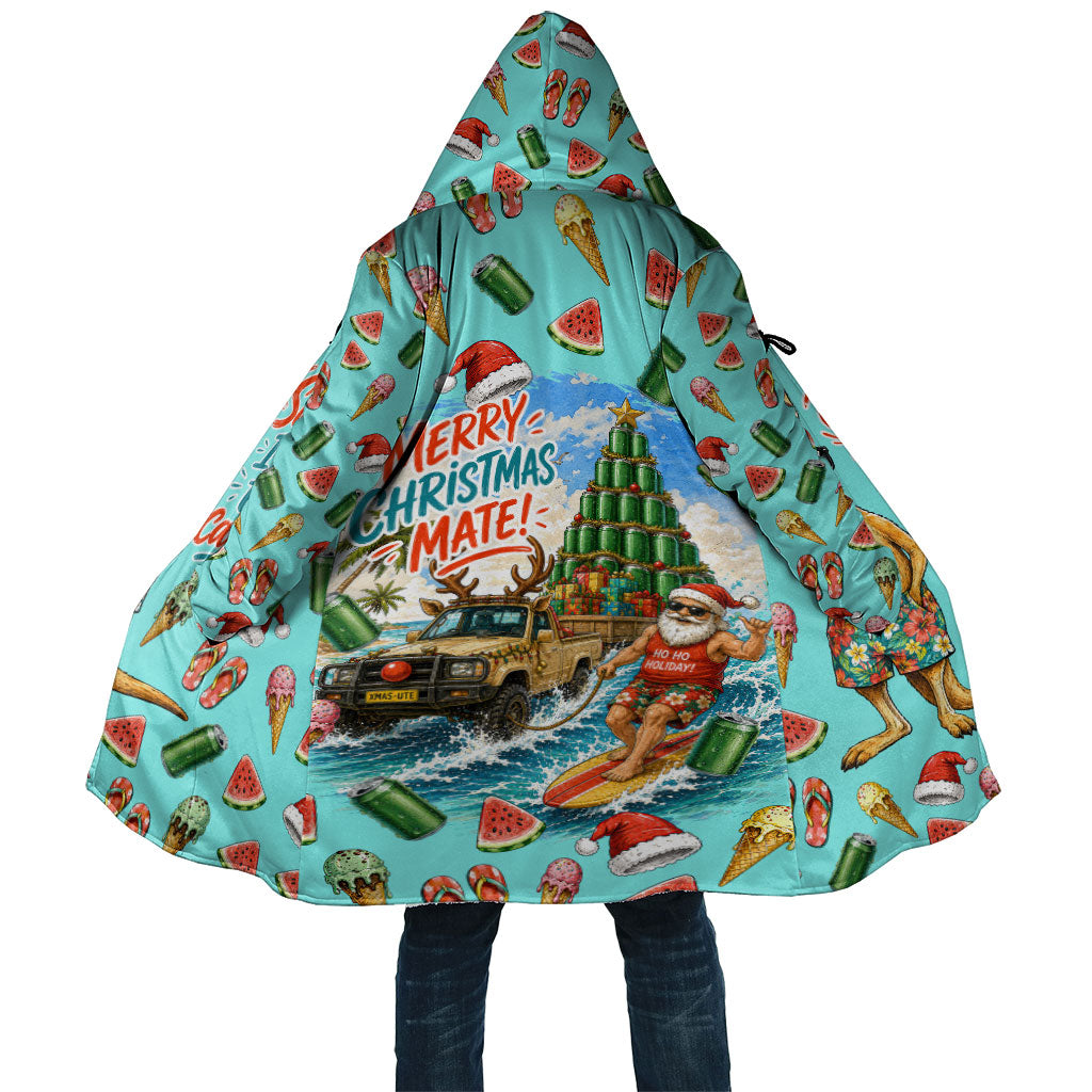 Aussie Christmas Santa Cloak Retro Cartoon Summer Holiday Beach - I Ate The Carrots Kangaroo