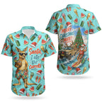 Aussie Christmas Santa Couples Matching Short Sleeve Bodycon Dress and Hawaiian Shirt Retro Cartoon Summer Holiday Beach - I Ate The Carrots Kangaroo