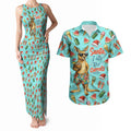 Aussie Christmas Santa Couples Matching Tank Maxi Dress and Hawaiian Shirt Retro Cartoon Summer Holiday Beach - I Ate The Carrots Kangaroo