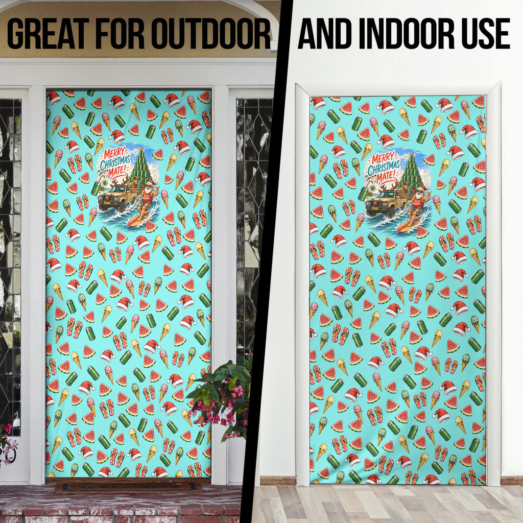 Aussie Christmas Santa Door Cover Retro Cartoon Summer Holiday Beach - I Ate The Carrots Kangaroo