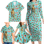 Aussie Christmas Santa Family Matching Long Sleeve Bodycon Dress and Hawaiian Shirt Retro Cartoon Summer Holiday Beach - I Ate The Carrots Kangaroo