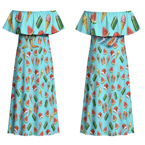 Aussie Christmas Santa Family Matching Off Shoulder Maxi Dress and Hawaiian Shirt Retro Cartoon Summer Holiday Beach - I Ate The Carrots Kangaroo