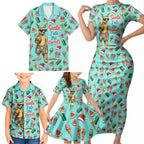 Aussie Christmas Santa Family Matching Short Sleeve Bodycon Dress and Hawaiian Shirt Retro Cartoon Summer Holiday Beach - I Ate The Carrots Kangaroo