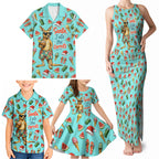 Aussie Christmas Santa Family Matching Tank Maxi Dress and Hawaiian Shirt Retro Cartoon Summer Holiday Beach - I Ate The Carrots Kangaroo
