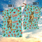 Aussie Christmas Santa Garden Flag Retro Cartoon Summer Holiday Beach - I Ate The Carrots Kangaroo