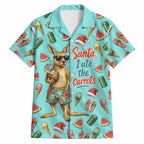 Aussie Christmas Santa Hawaiian Shirt Retro Cartoon Summer Holiday Beach - I Ate The Carrots Kangaroo