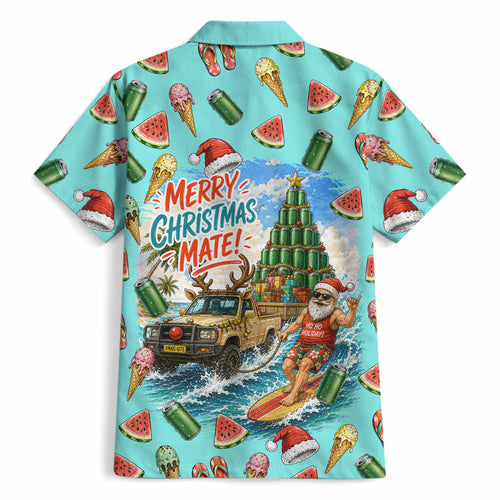 Aussie Christmas Santa Hawaiian Shirt Retro Cartoon Summer Holiday Beach - I Ate The Carrots Kangaroo