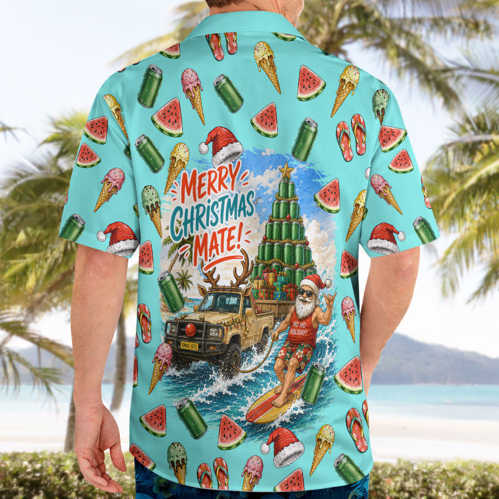 Aussie Christmas Santa Hawaiian Shirt Retro Cartoon Summer Holiday Beach - I Ate The Carrots Kangaroo