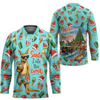 Aussie Christmas Santa Hockey Jersey Retro Cartoon Summer Holiday Beach - I Ate The Carrots Kangaroo