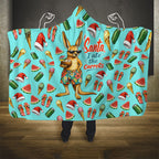 Aussie Christmas Santa Hooded Blanket Retro Cartoon Summer Holiday Beach - I Ate The Carrots Kangaroo