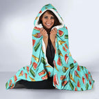 Aussie Christmas Santa Hooded Blanket Retro Cartoon Summer Holiday Beach - I Ate The Carrots Kangaroo