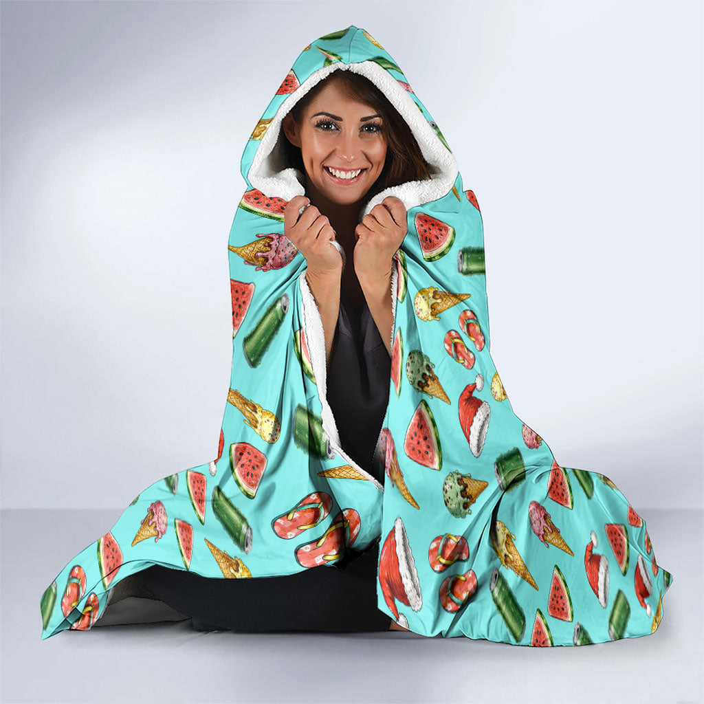 Aussie Christmas Santa Hooded Blanket Retro Cartoon Summer Holiday Beach - I Ate The Carrots Kangaroo