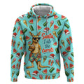 Aussie Christmas Santa Hoodie Retro Cartoon Summer Holiday Beach - I Ate The Carrots Kangaroo