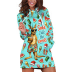 Aussie Christmas Santa Hoodie Dress Retro Cartoon Summer Holiday Beach - I Ate The Carrots Kangaroo