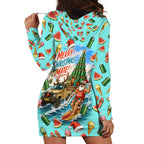 Aussie Christmas Santa Hoodie Dress Retro Cartoon Summer Holiday Beach - I Ate The Carrots Kangaroo
