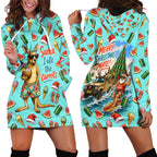 Aussie Christmas Santa Hoodie Dress Retro Cartoon Summer Holiday Beach - I Ate The Carrots Kangaroo