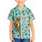 Aussie Christmas Santa Kid Hawaiian Shirt Retro Cartoon Summer Holiday Beach - I Ate The Carrots Kangaroo