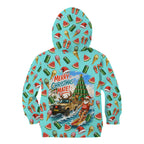 Aussie Christmas Santa Kid Hoodie Retro Cartoon Summer Holiday Beach - I Ate The Carrots Kangaroo